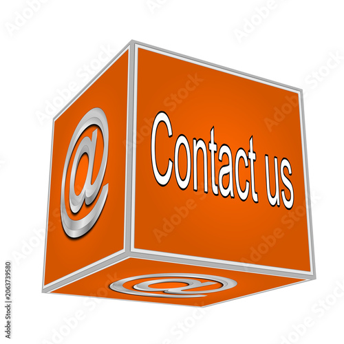 Cube with contact us - 3D illustration