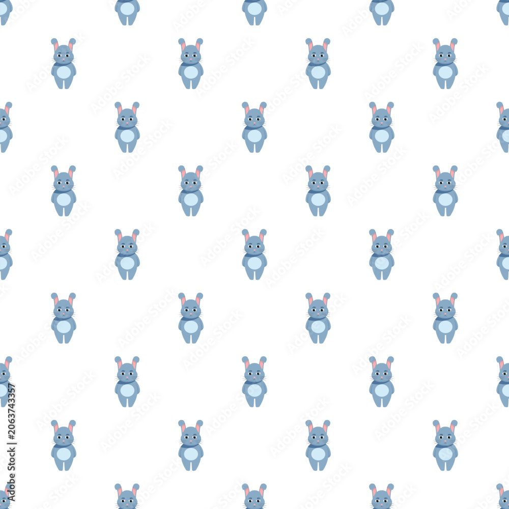 Obraz premium Repeated cartoon blue bunnies creating a seamless pattern on white background