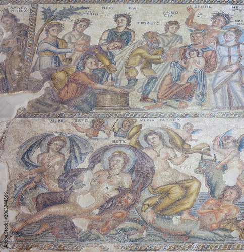 17.06.2025, Paphos, Cyprus: Ancient mosaic in the archaeological park