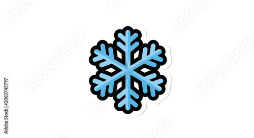 Blue Snowflake Winter Weather Symbol Isolated.