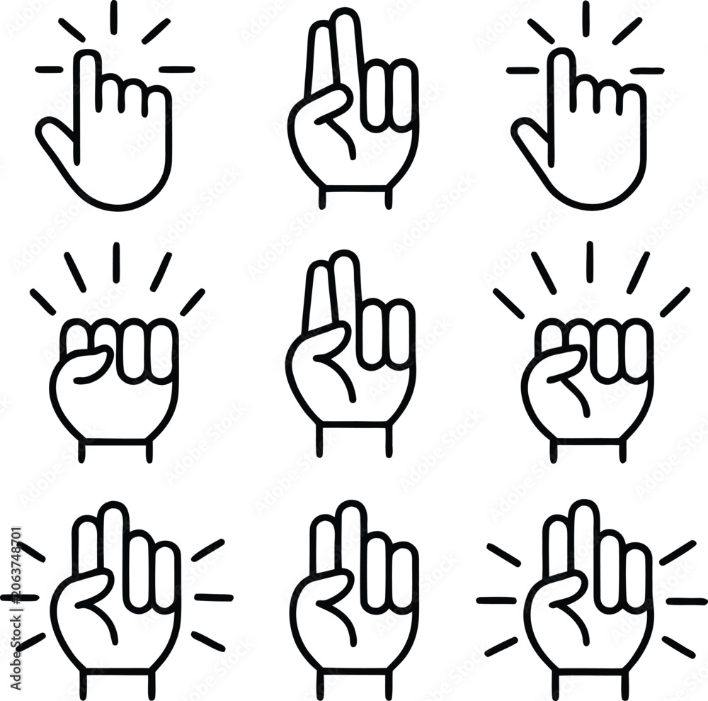 Fototapeta premium Hand gesture icons for user interface and interaction design