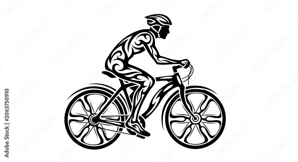 Fototapeta premium Man Riding a Bicycle Fast.