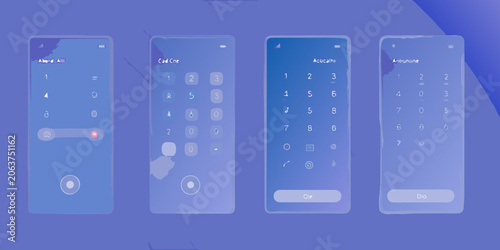 Smartphone User Interface Mockups With Glassmorphism Effect Purple Gradient