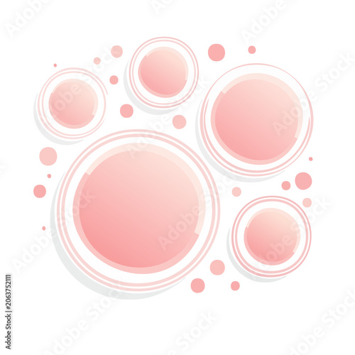Pink circles and dots on white background