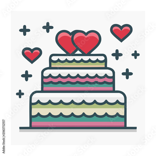 Stacked gift boxes with hearts and ribbons