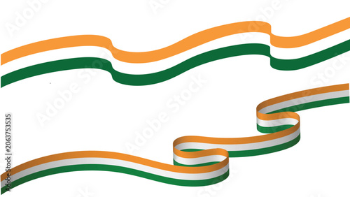 indian tricolor ribbon wave background saffron white green patriotic banner design template
