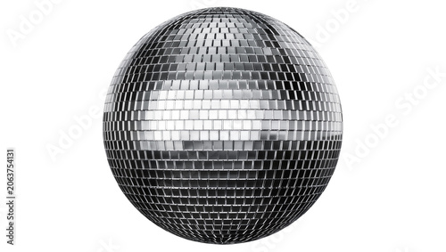 Photos Shiny disco ball with mirrored facets, isolated on transparent background