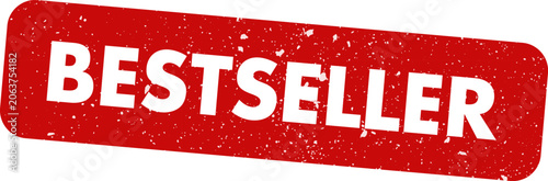 Red best seller stamp with distressed texture on white background promotional marketing graphic