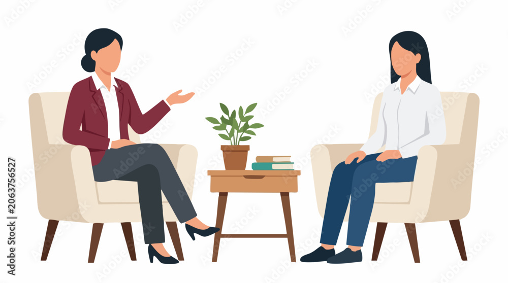 Fototapeta premium Two women engaged in a therapy, counseling, or professional discussion session