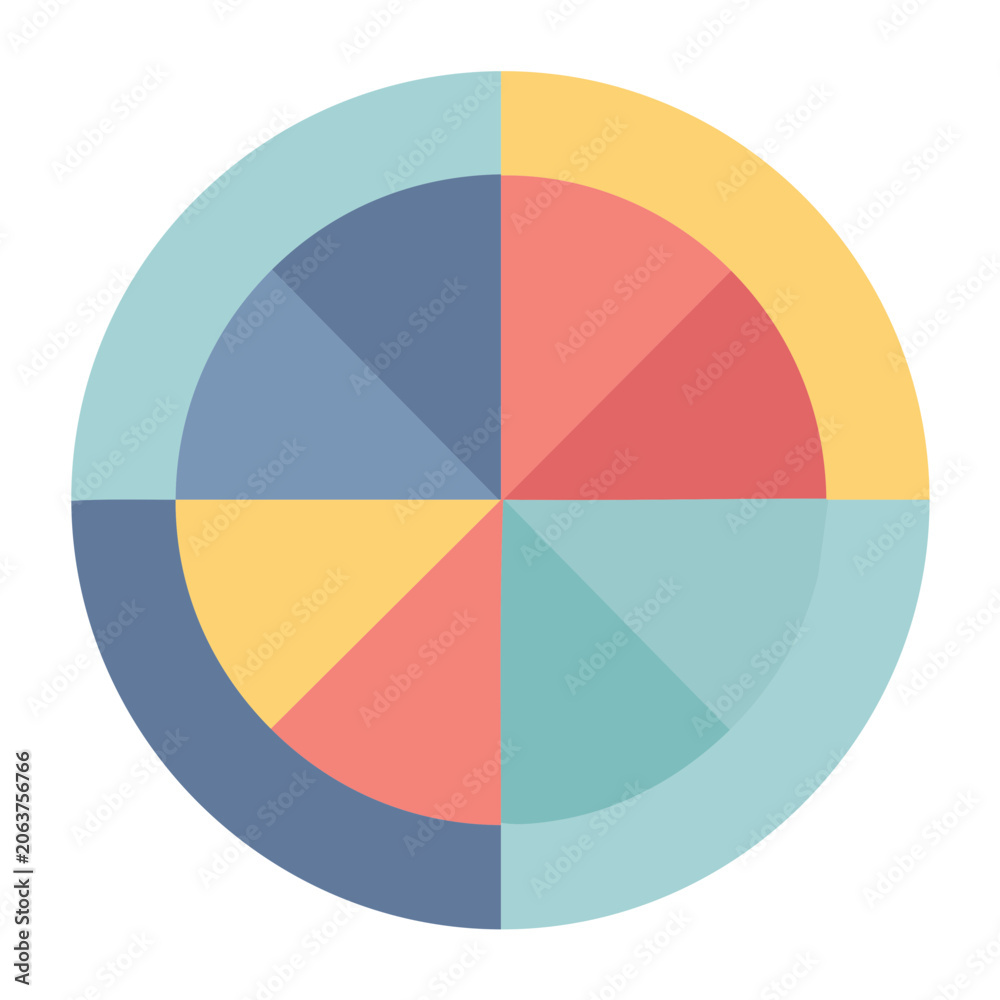 Fototapeta premium Colorful flat design pie chart illustration
