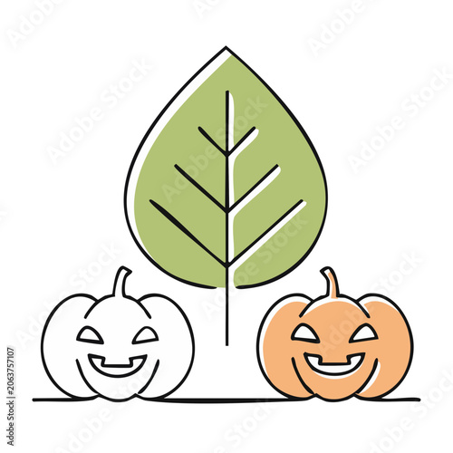 Flat design tree with smiley face and sun