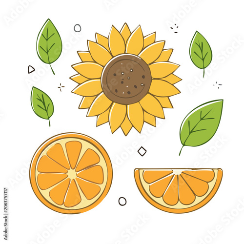 Flat design sunflower vector illustration