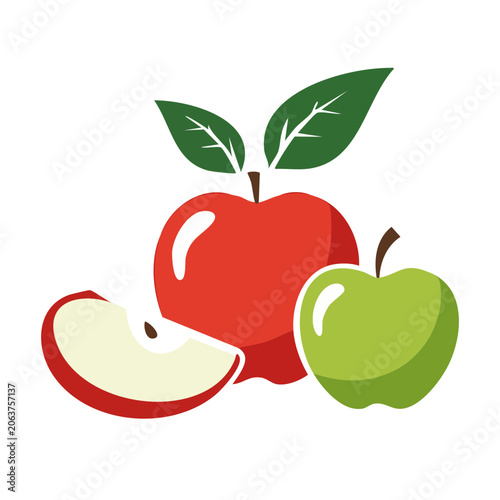 Flat design watermelon slice with apple and pear