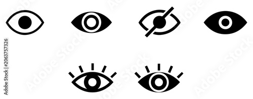 Fotografía eye visibility and hidden icon set