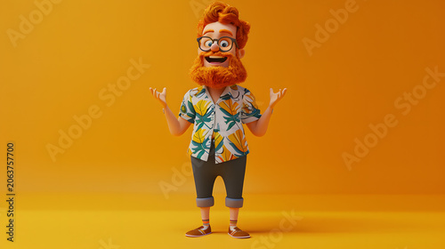 Funny cartoon man's face vector illustration with stylized hair and statue-like design