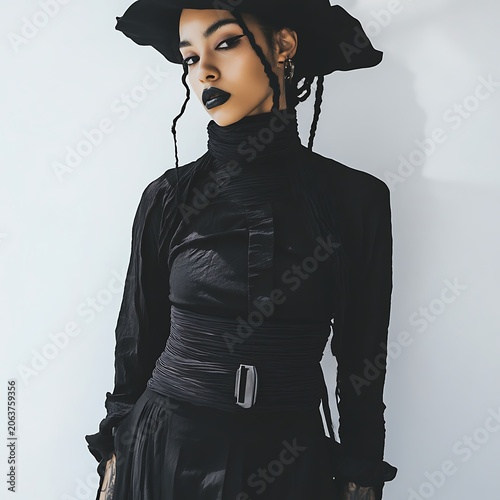 Modern dark fashion editorial with three models high resolution picture