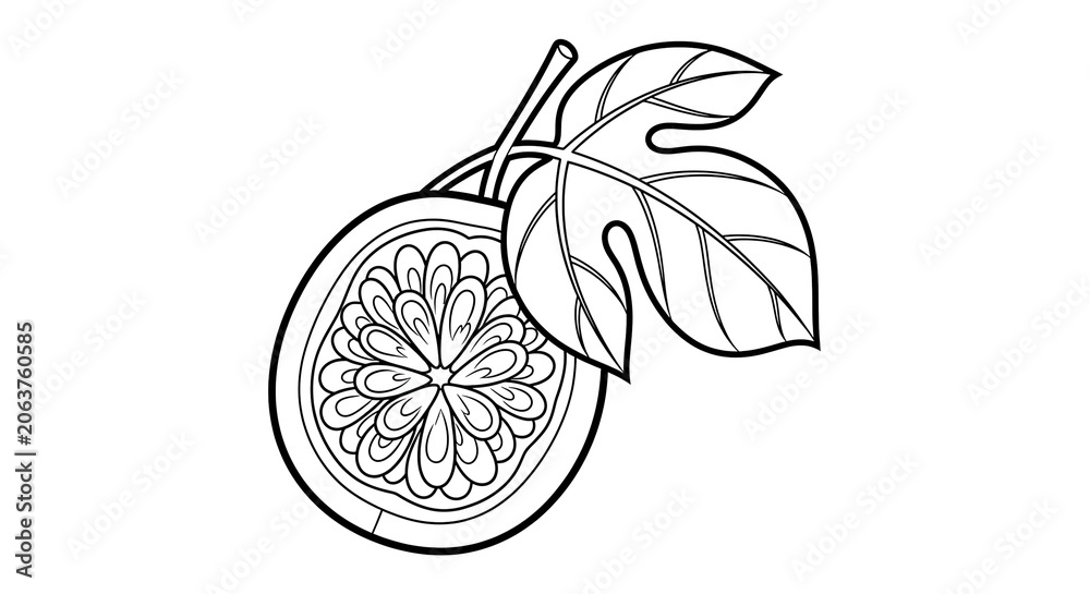 Fototapeta premium Hand drawn sketch of a blooming flower with leaves.