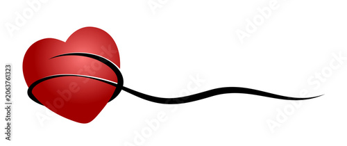 The stylized symbol of a red heart.
