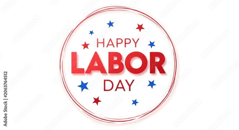 Fototapeta premium Labor day celebration graphic with stars and red circular design