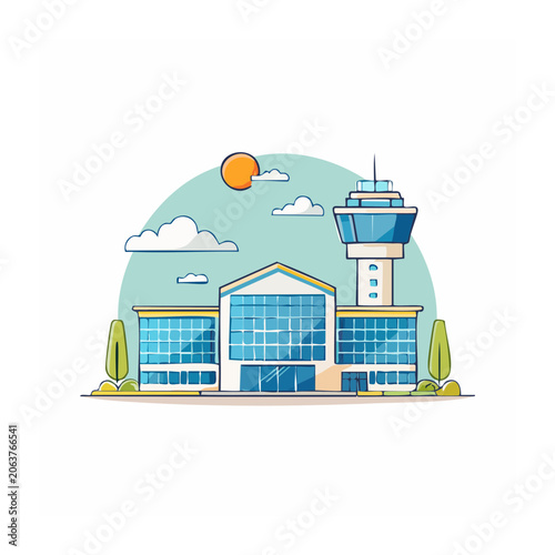 Flat design illustration of a blue house with yellow roof