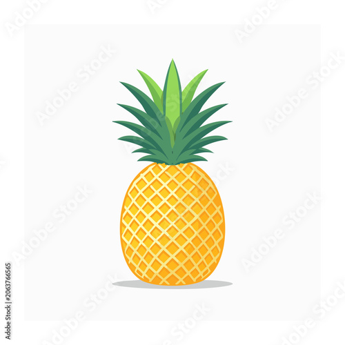Flat design pineapple with green leaves