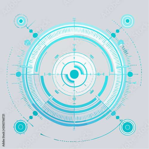 Futuristic Digital Interface with Circular HUD Elements