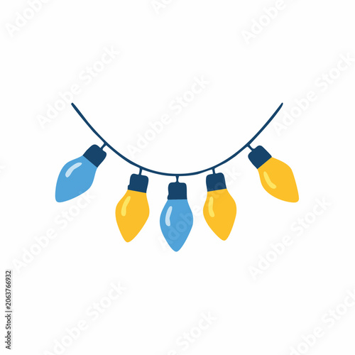 String of Blue and Yellow Christmas Lights