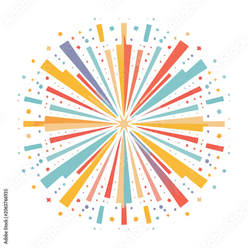 Sunburst geometric pattern with colorful rays