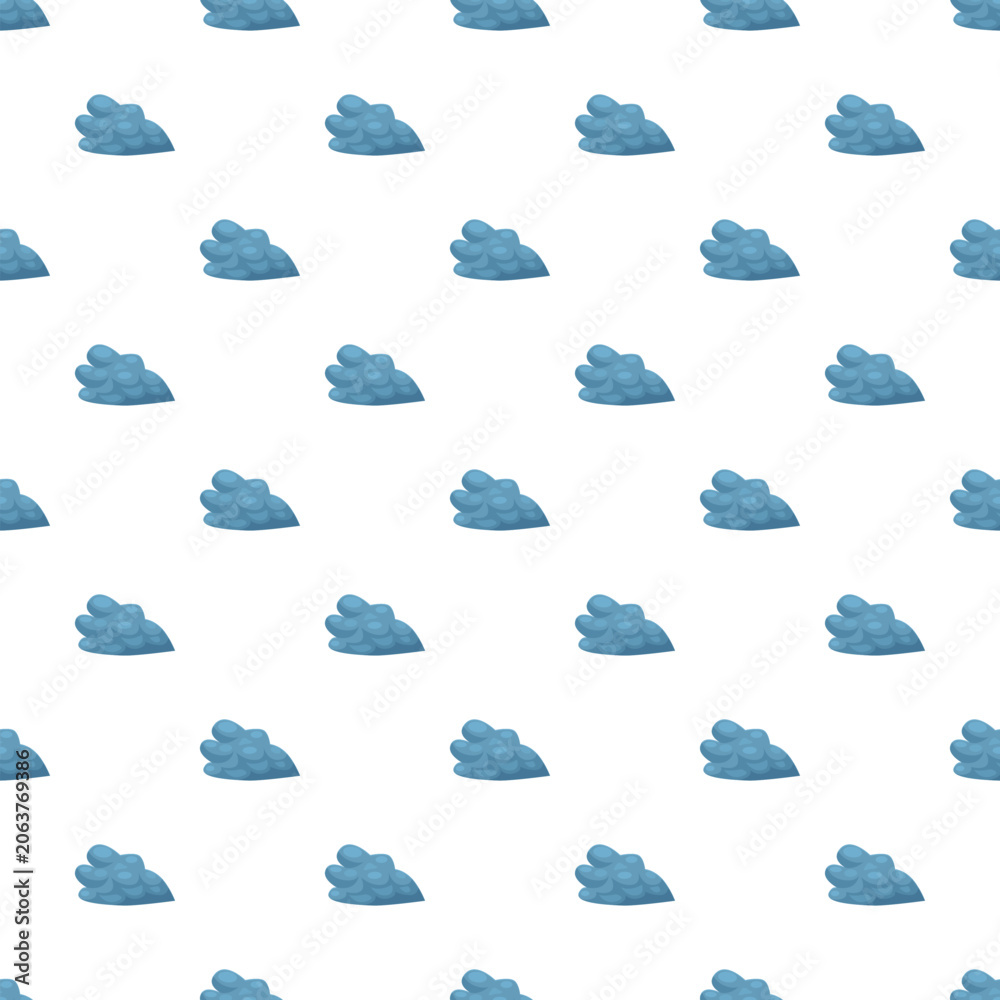 Fototapeta premium Cartoon blue foliage elements forming a cheerful seamless pattern on a white background