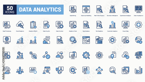 Comprehensive Collection of Data Analytics and Business Intelligence Vector Icons