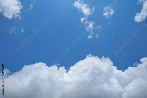 Photography Blue sky with fluffy white clouds on a bright day