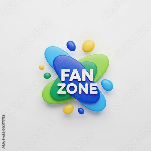 Fan Zone 3D Rendered Logo Design with Abstract Shapes.
