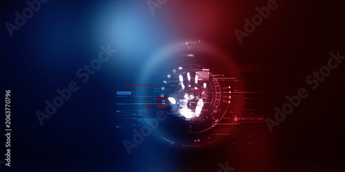 2d Illustration Fingerprint Scanning Technology Concept 