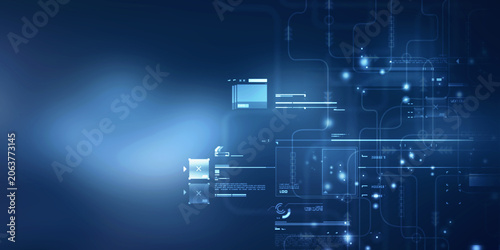 2d illustration Abstract futuristic electronic circuit technology background