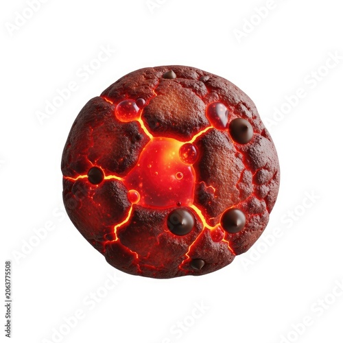 Molten Lava Cookie with Glowing Red Core and Dark Chocolate Chunks.
