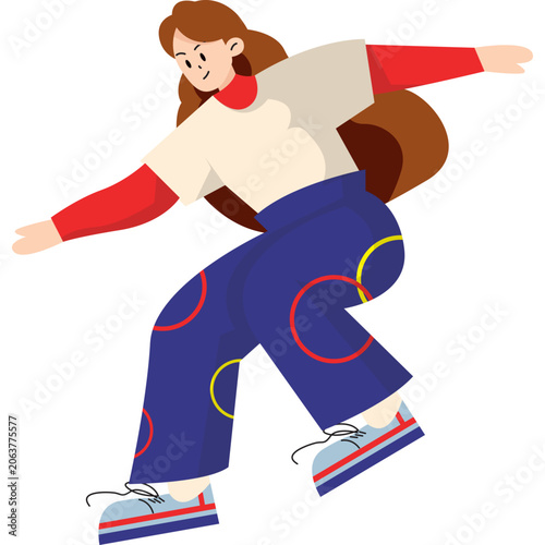 Streetwear Girl Flat Illustration