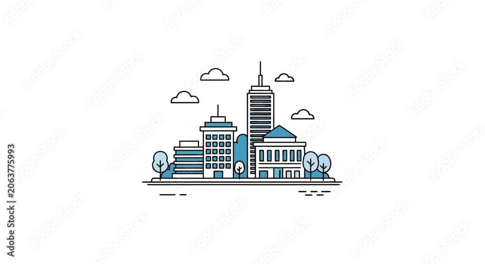 Fototapeta premium City Skyline with Modern Buildings.