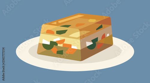 Tableau sur toile Consomme Gelatin Terrine Layered Clarified Aspic Modernist