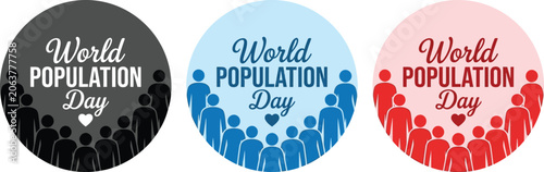 World population day badges isolated on transparent background