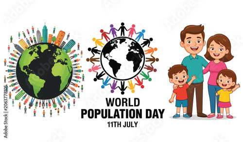 World population day poster isolated on transparent background
