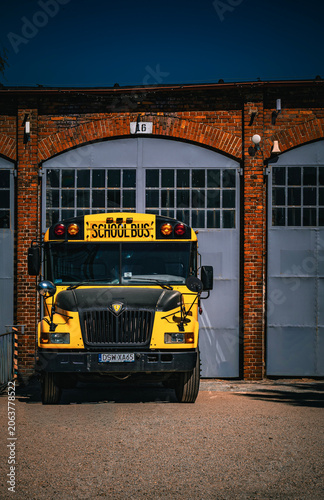yellow school bus on the street