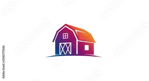 Stylized gradient barn icon for agriculture and farming
