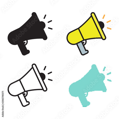 Fotografie Megaphone icons, colorful announcement speakers, loud mouth symbols, communicati