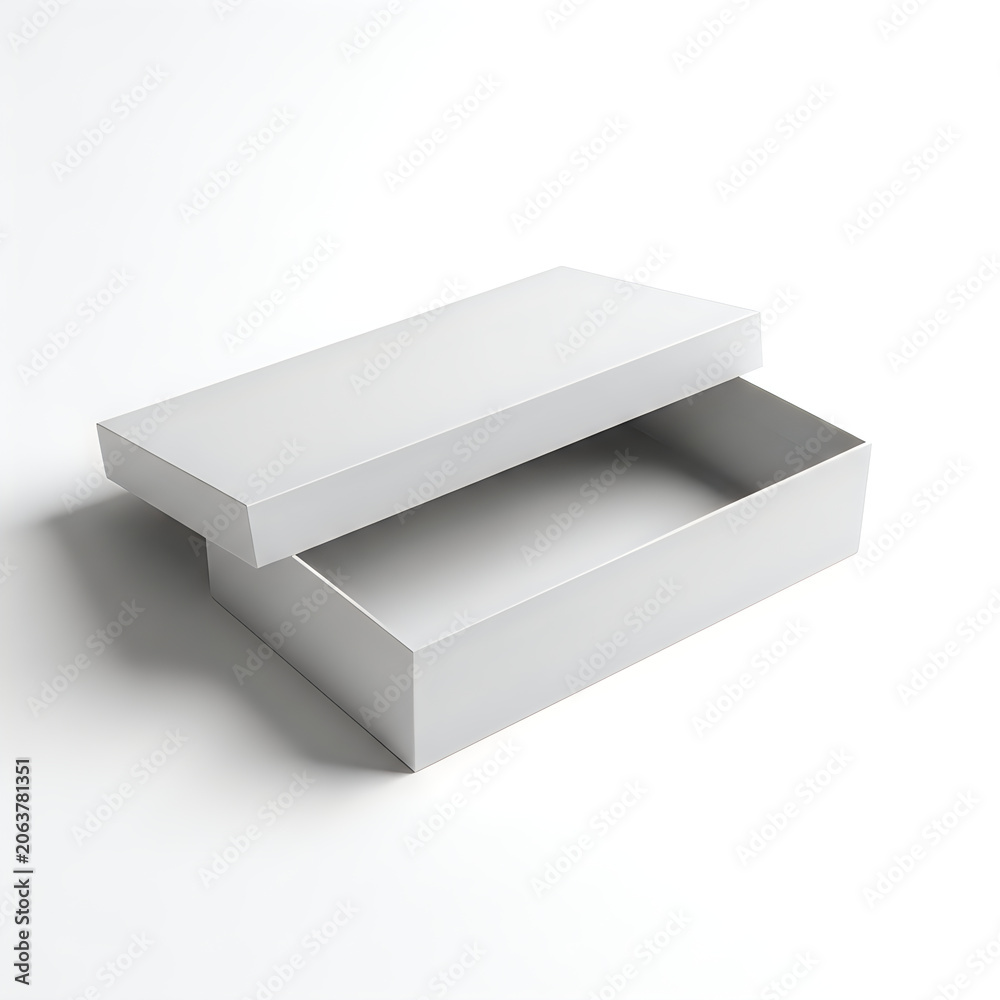 Fototapeta premium Minimalist white geometric drawer with sliding top