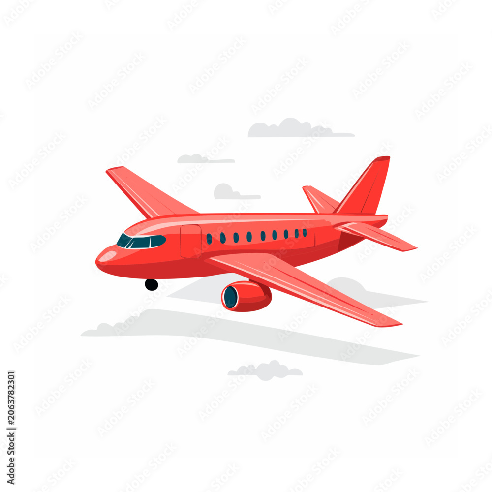 Fototapeta premium Red airplane 3D render isolated