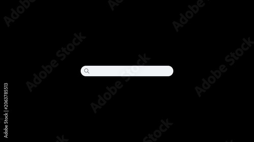 Animated search bar UI icon motion graphic animation loop for app interface and web design on transparent background