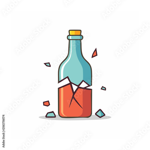 Flat design fire hydrant and bottle vector