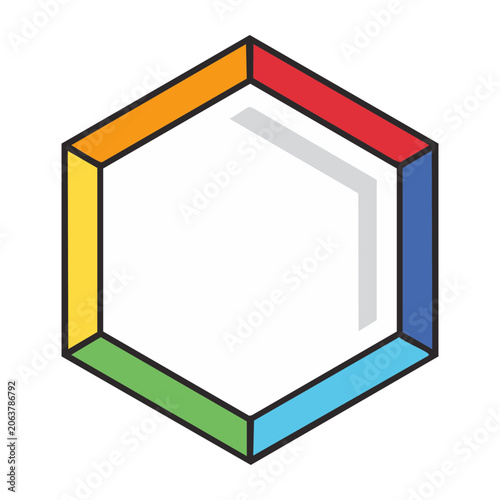 3D geometric cube with colored faces