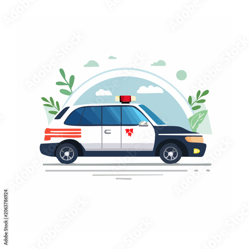 Electric car with charging station vector illustration