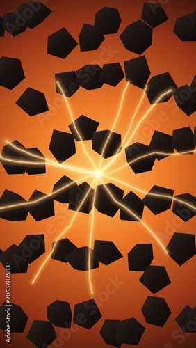 Abstract Geometric Burst Pattern with Hexagons and Light Beams